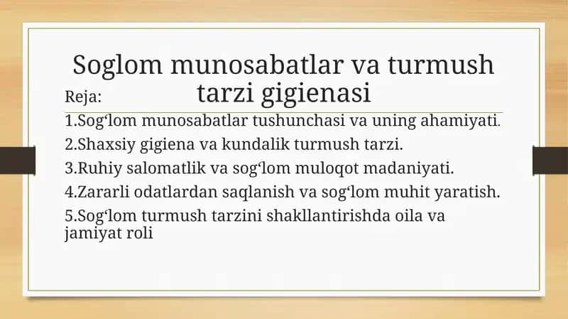 Soglommunosabatlar va turmush tarzigigienasi 1