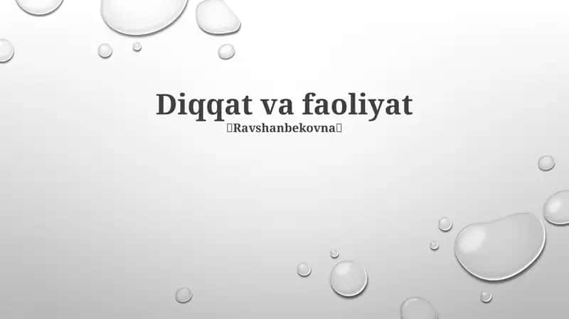 Diqqat va faoliyat 1