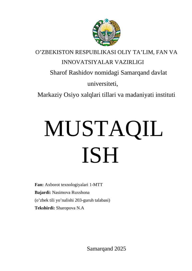 Axborot texnologiyalari 1-MTT 1