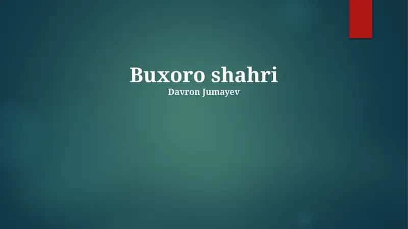 Zamonaviy Buxoro 1