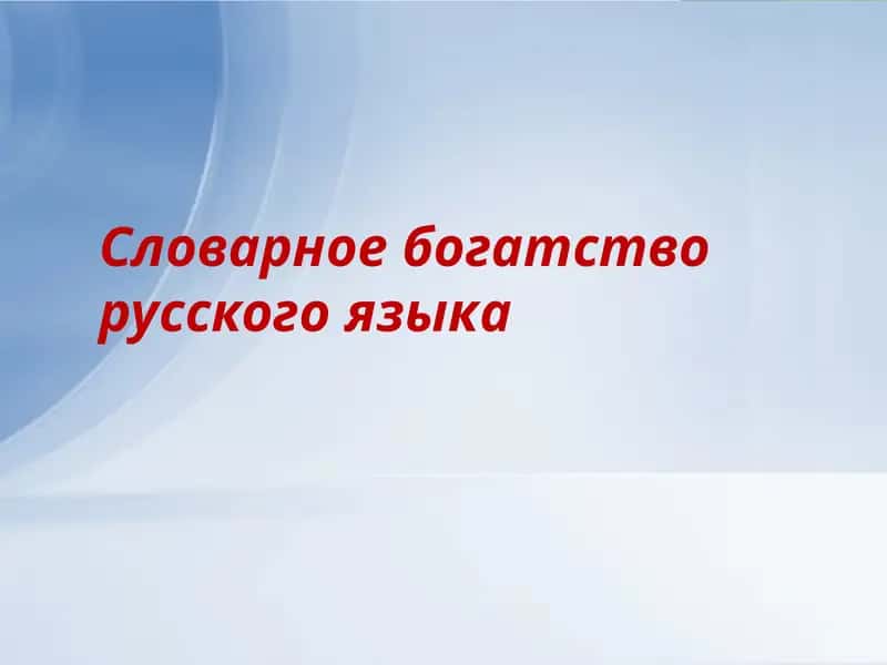 Словарное богатство русского языка 1