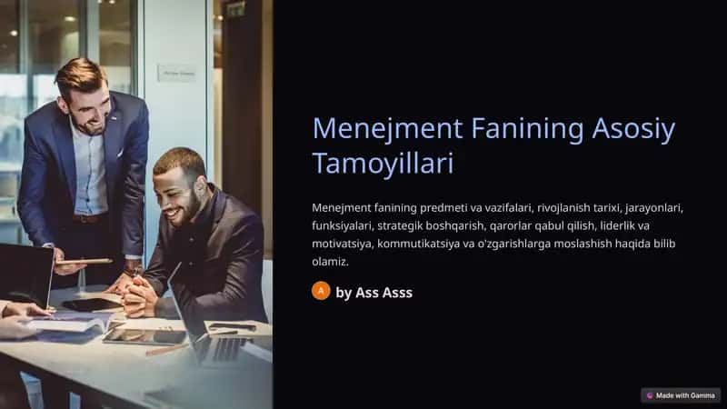 Menejment Fanining Asosiy Tamoyillari 1
