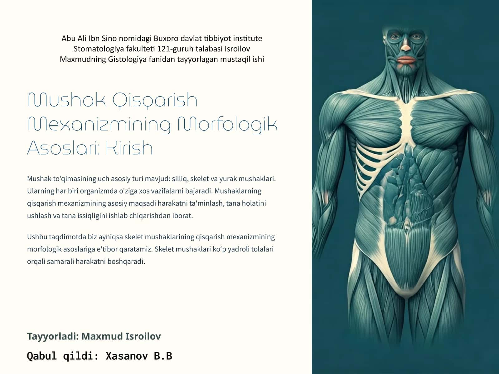 Mushak Qisqarish Mexanizmining Morfologik Asoslari: Kirish 1