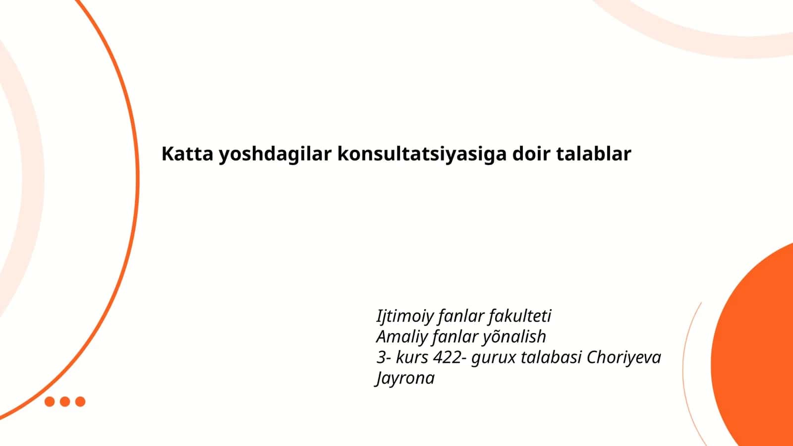 Katta yoshdagilar konsultatsiyasiga doir talablar 1