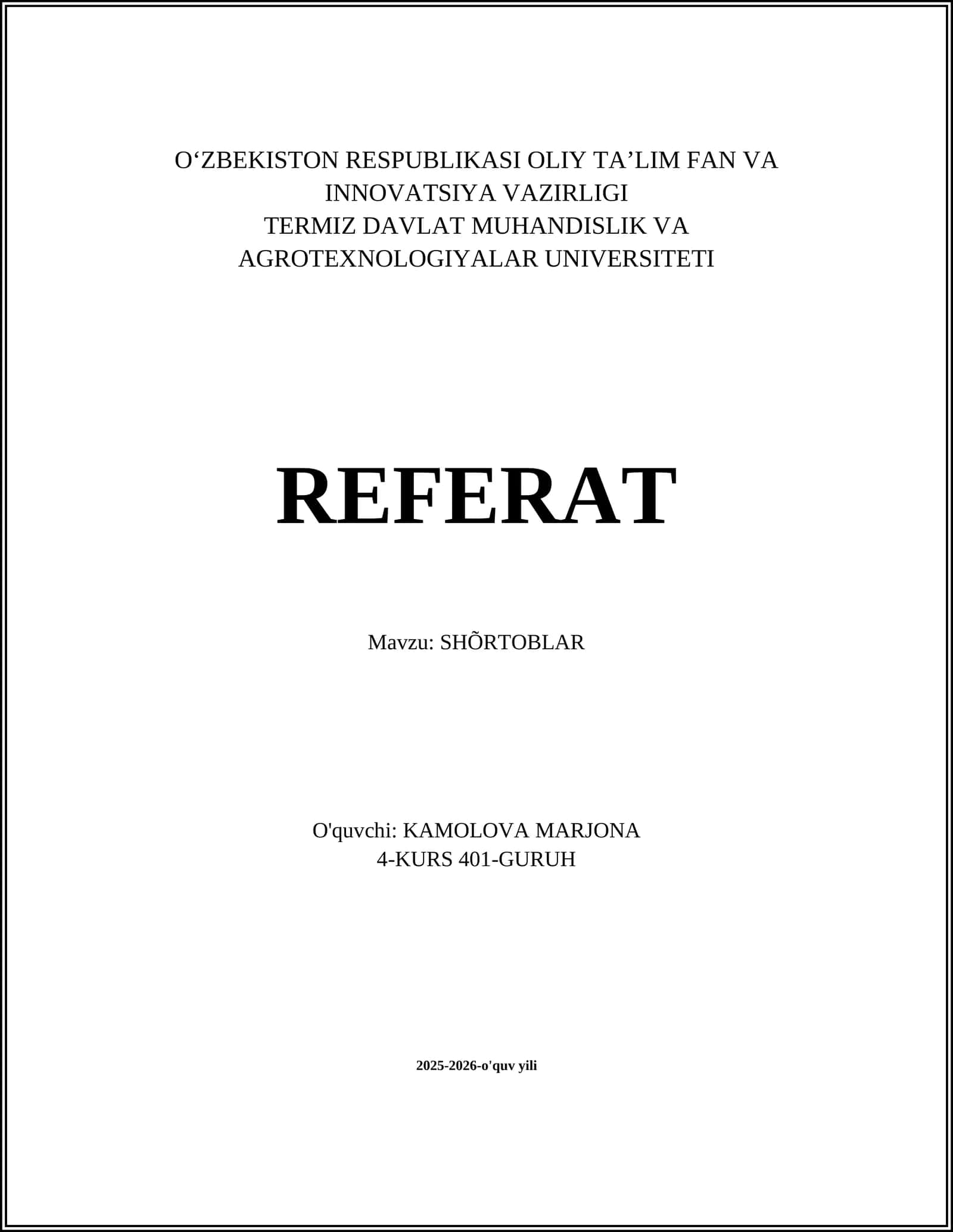 SHÕRTOBLAR 1