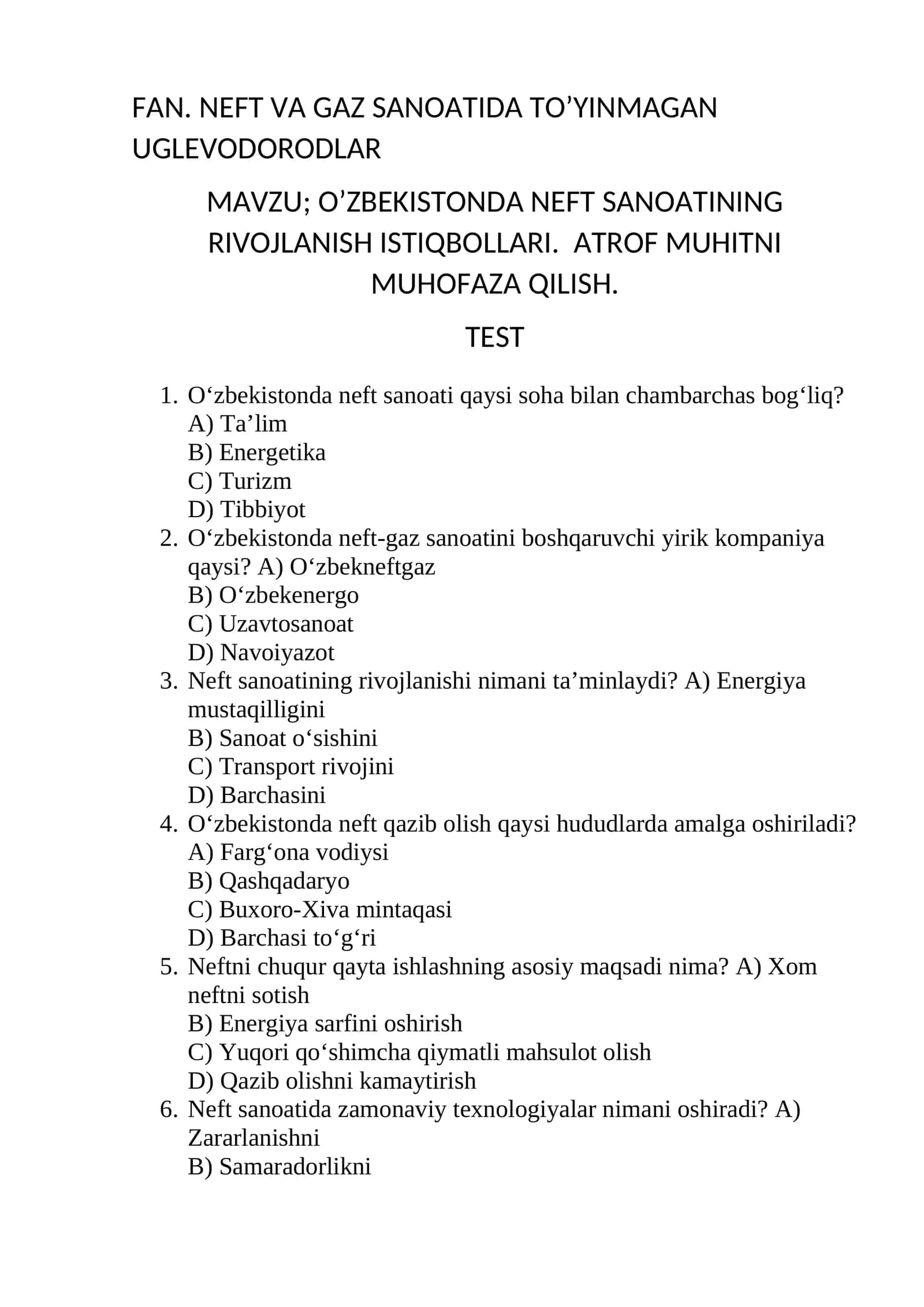 NEFT VA GAZ SANOATIDA TO’YINMAGAN UGLEVODORODLAR 1