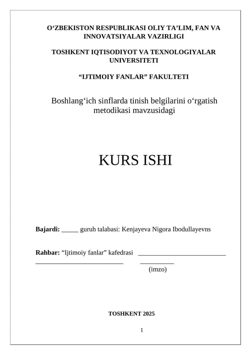Boshlang‘ich sinflarda tinish belgilarini o‘rgatish metodikasi 1