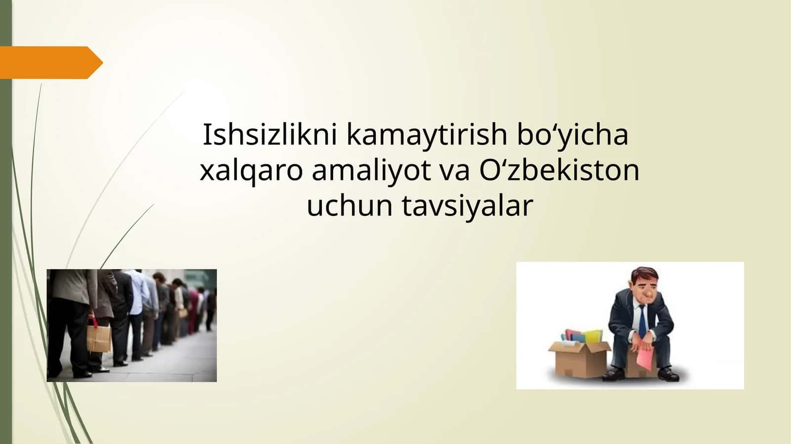 Ishsizlikni kamaytirish boʻyicha  xalqaro amaliyot va Oʻzbekiston uchun tavsiyalar 1