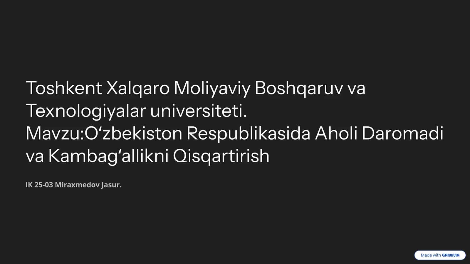 Oʻzbekiston Respublikasida Aholi Daromadi va Kambagʻallikni Qisqartirish 1