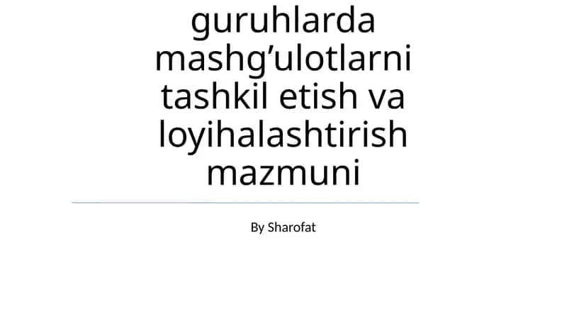 Erta bolalik loyihalarida baholash va ta'lim 1
