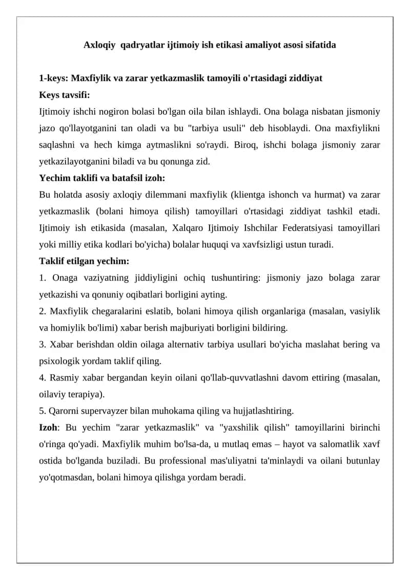 Axloqiy qadryatlar ijtimoiy ish etikasi amaliyot asosi sifatida 1
