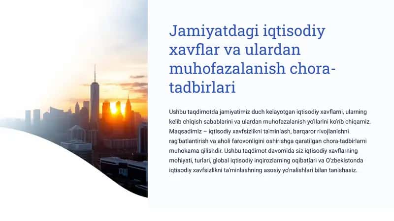 Jamiyatdagi iqtisodiy xavflar va ulardan muhofazalanish chora-tadbirlari 1