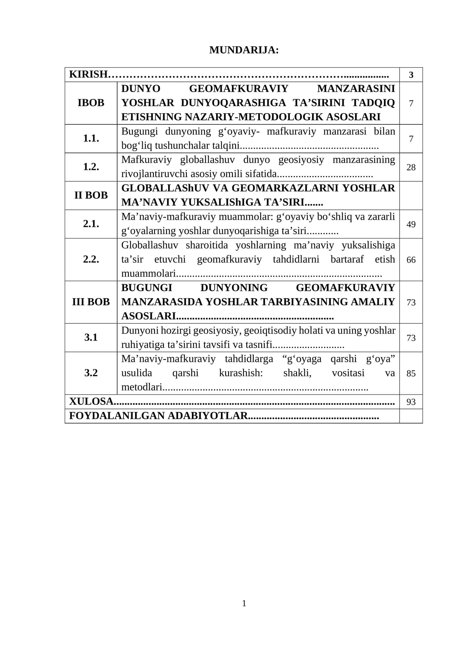 BUGUNGI DUNYONING GEOMAFKURAVIY MANZARASIDA YOSHLAR TARBIYASINING AMALIY ASOSLARI 1