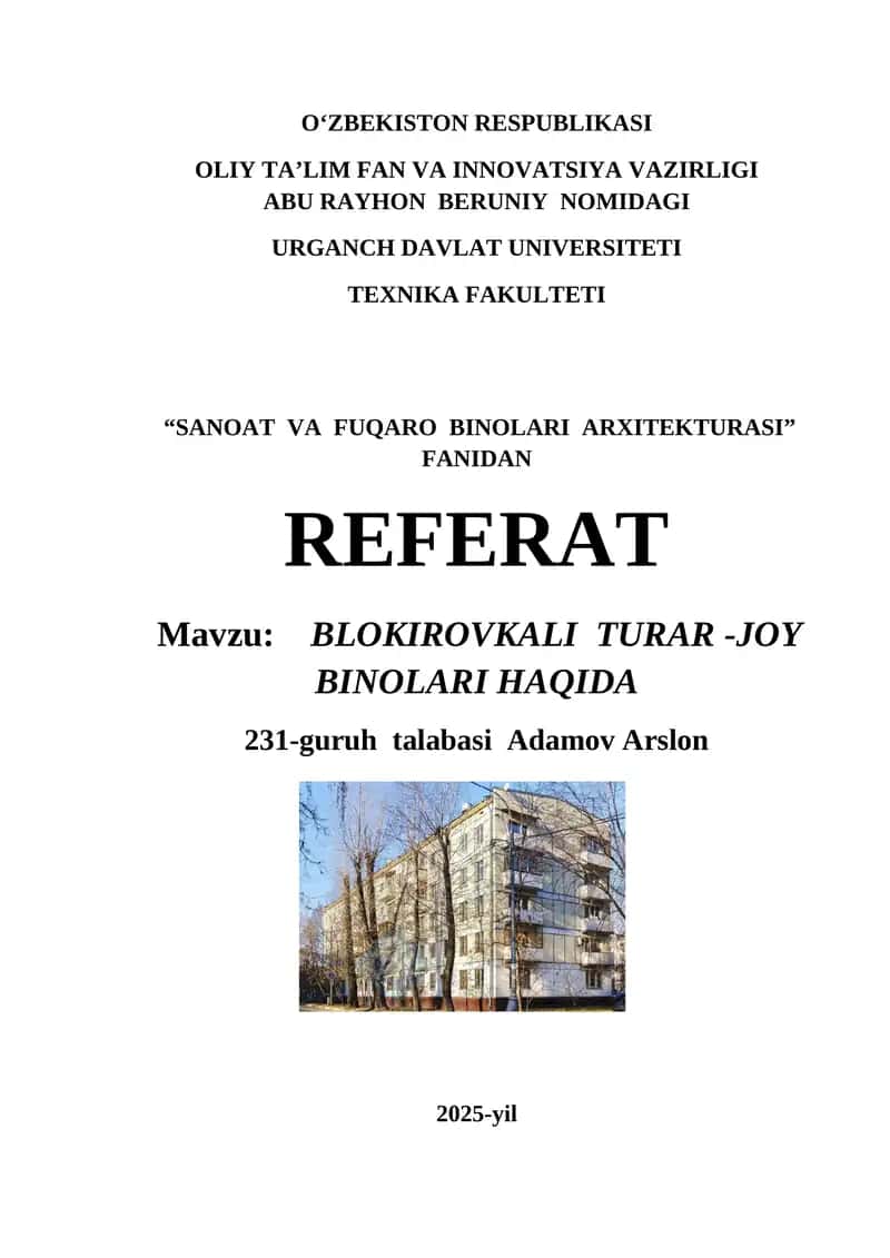 Blokirovkali turar-joy binolari haqida 1