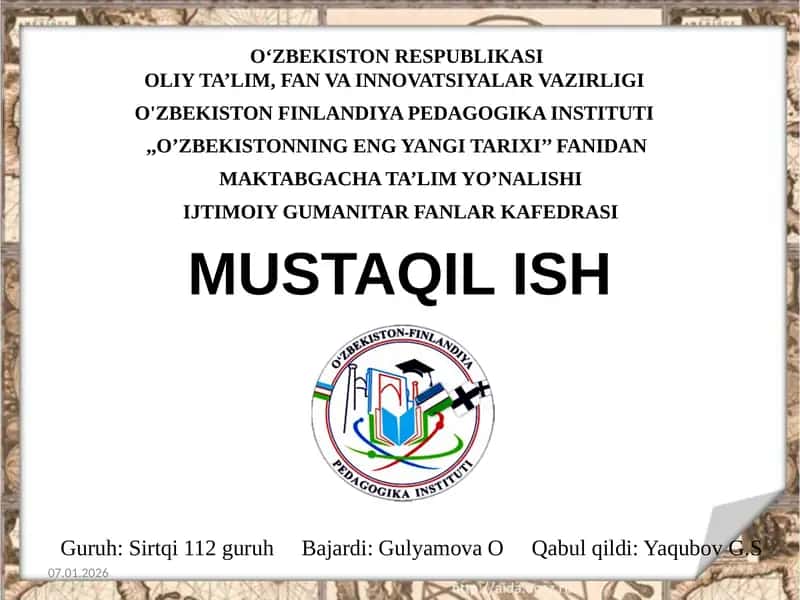 O'zbekistonning Eng Yangi Tarixi 1