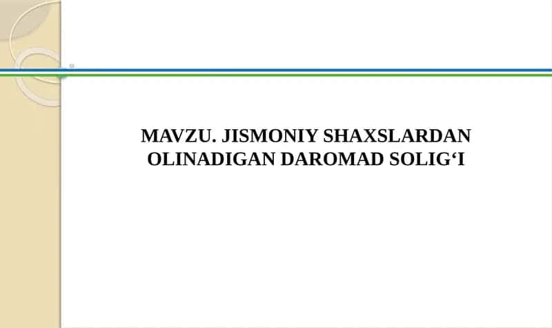 Jismoniy Shaxslardan Olinadigan Daromad Solig'i 1