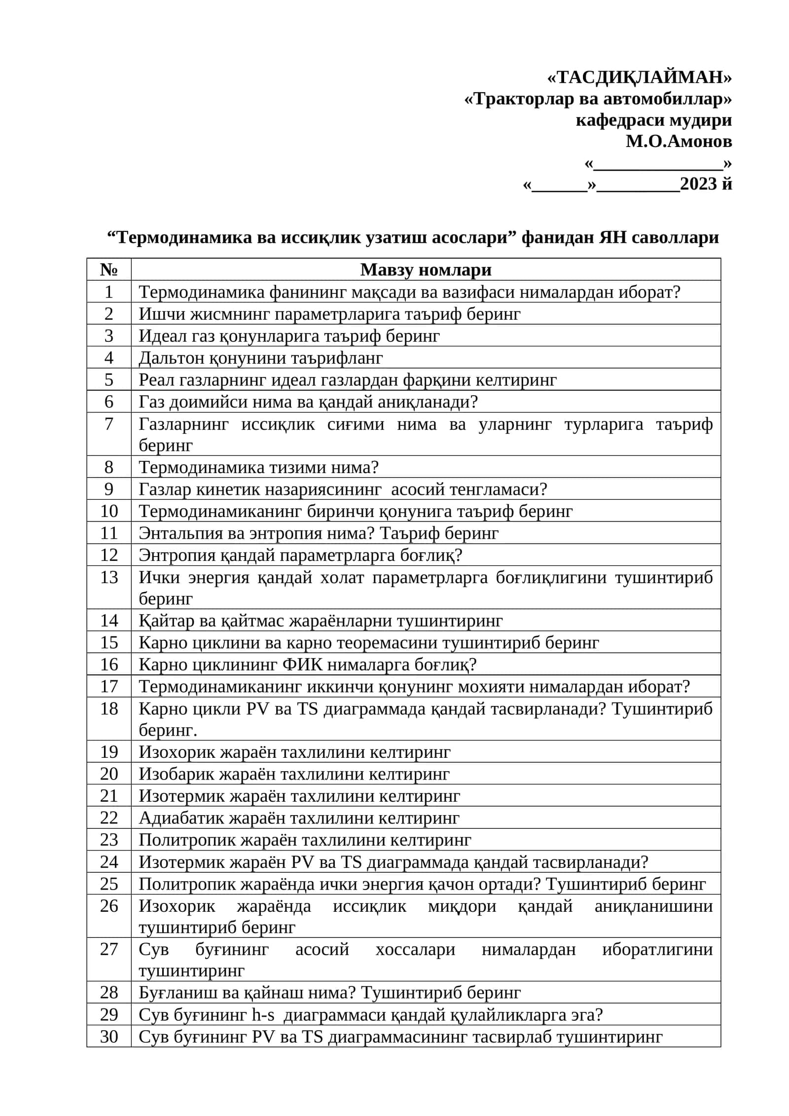 Термодинамика ва иссиқлик узатиш асослари 1