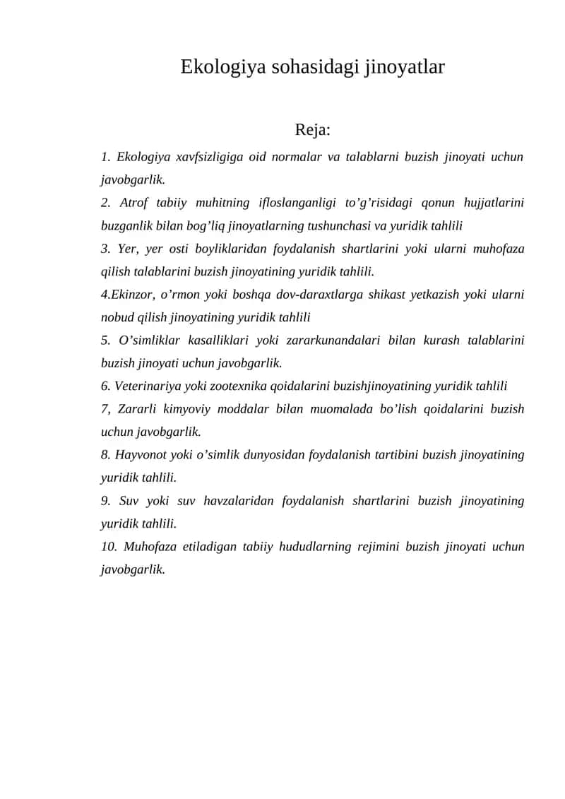 Ekologiya sohasidagi jinoyatlar 1