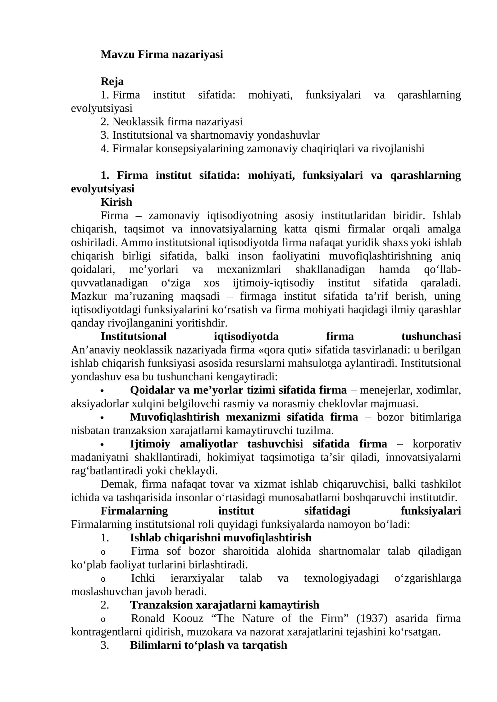 Firma nazariyasi 1