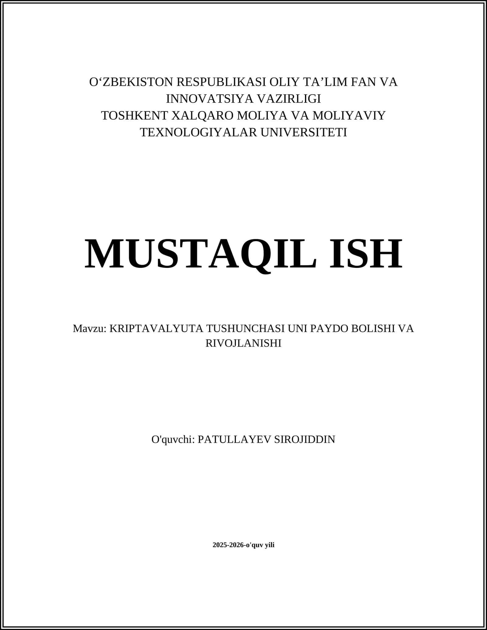KRIPTAVALYUTA TUSHUNCHASI UNI PAYDO BOLISHI VA RIVOJLANISHI 1