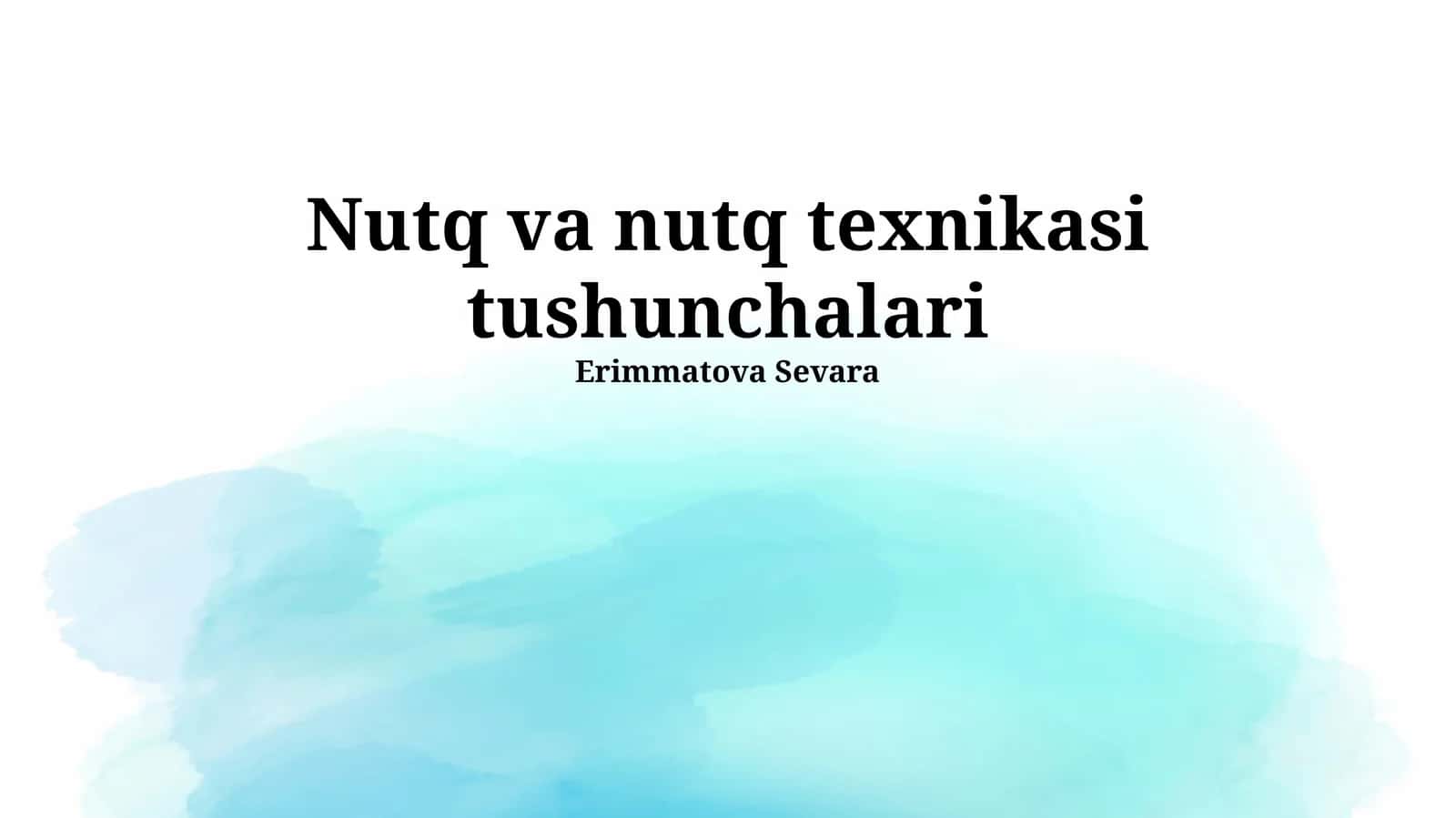 Nutq va nutq texnikasi tushunchalari 1
