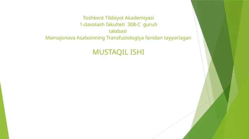 Qon quyish usullari va turlari 1