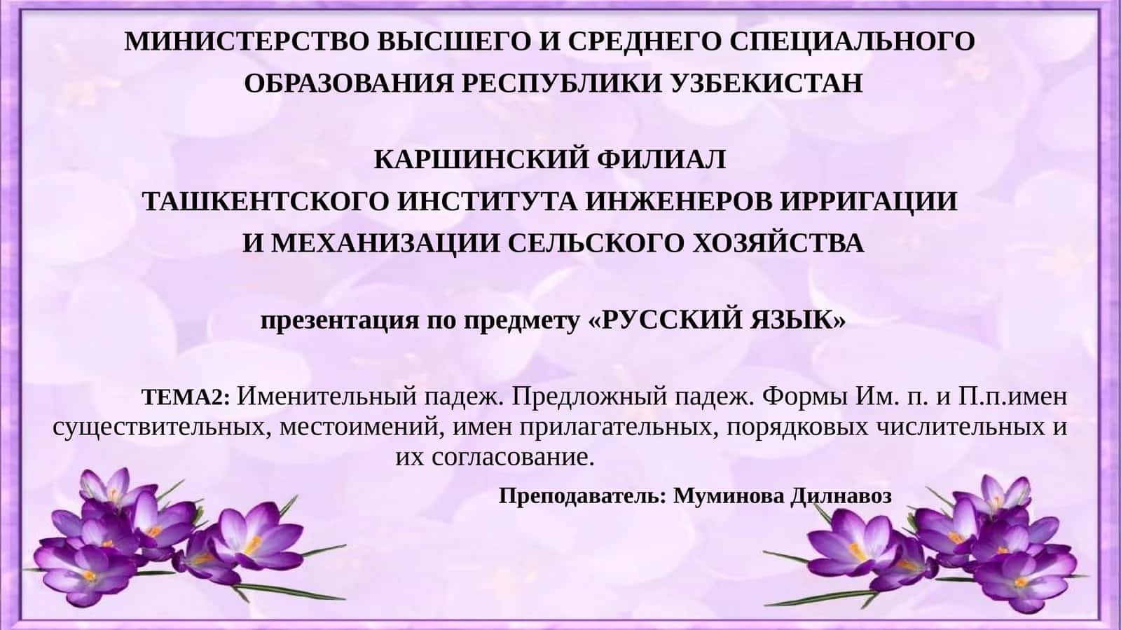 Презентация по предмету "Русский язык" 1