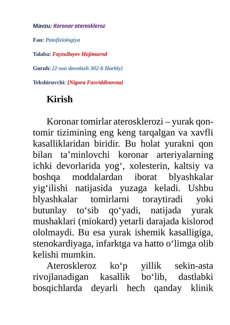 Koronar ateroskleroz 1