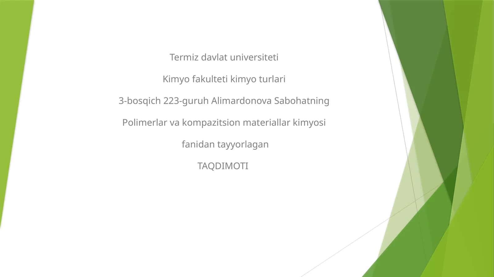 Polimerlar vakompazitsion materiallar kimyosi 1