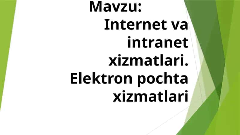 Internet va Intranet xizmatlari 1