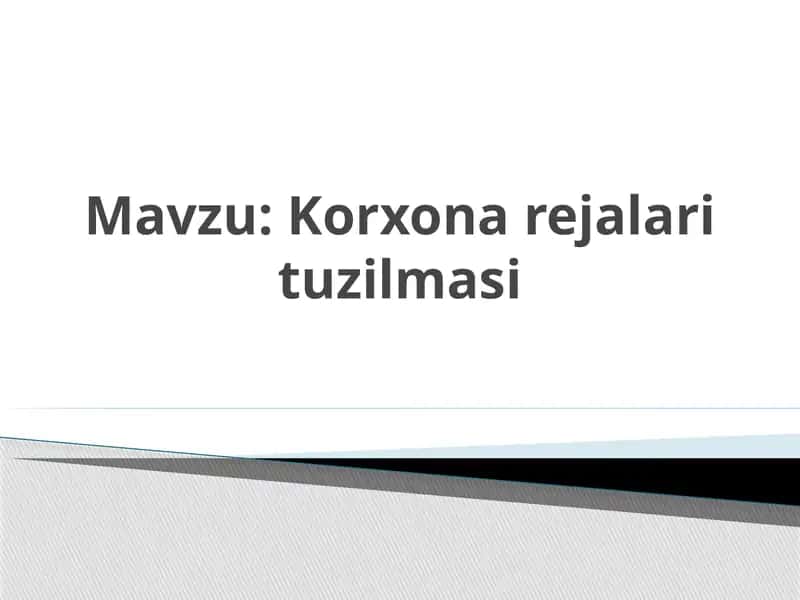 Korxona rejalari tuzilmasi 1