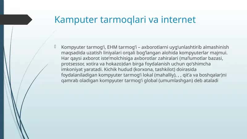Kompyuter tarmoqlari va internet 1