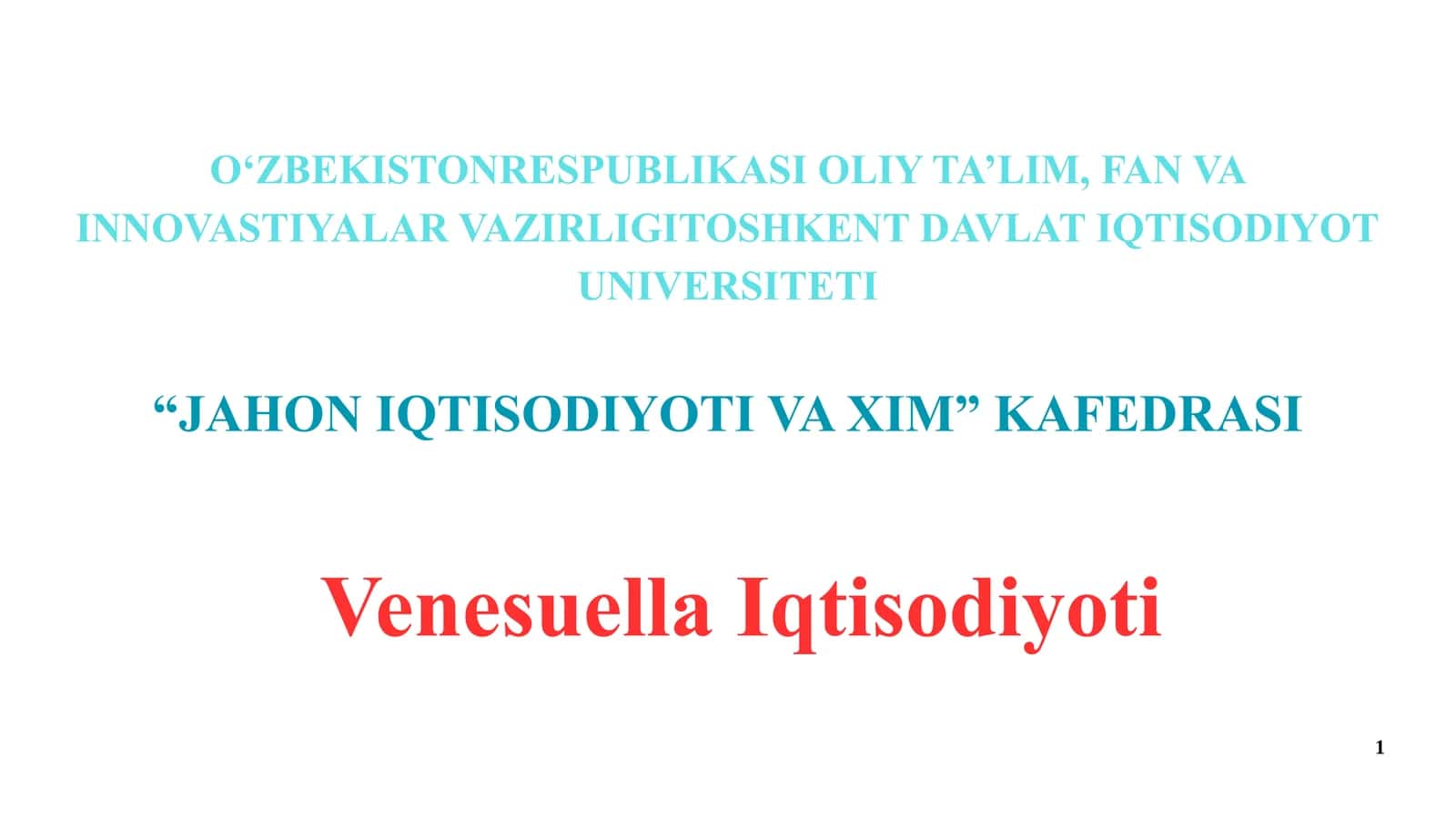 Venesuella iqtisodiyoti va emperik tahlili 1