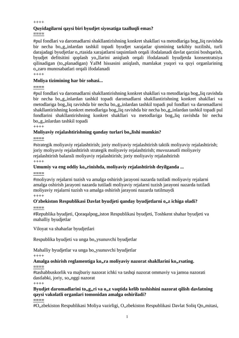 Moliya tizimining har bir sohasi 1