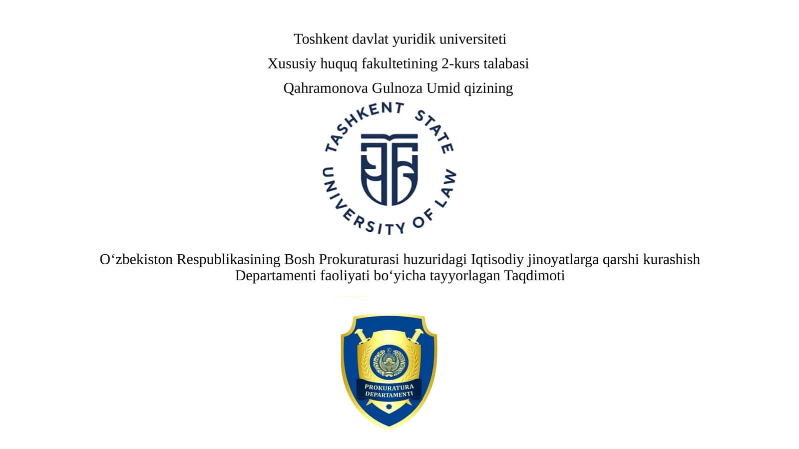 Toshkent Davlat Yuridik Universiteti Xususiy Huquq Fakulteti 1