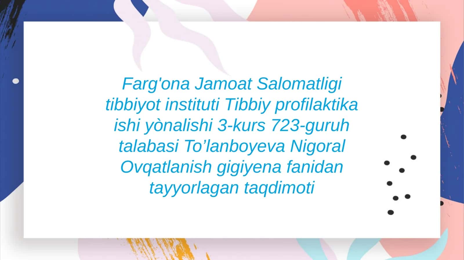 Parhez ovqatlanishni o’rganish va unga baho berish 1