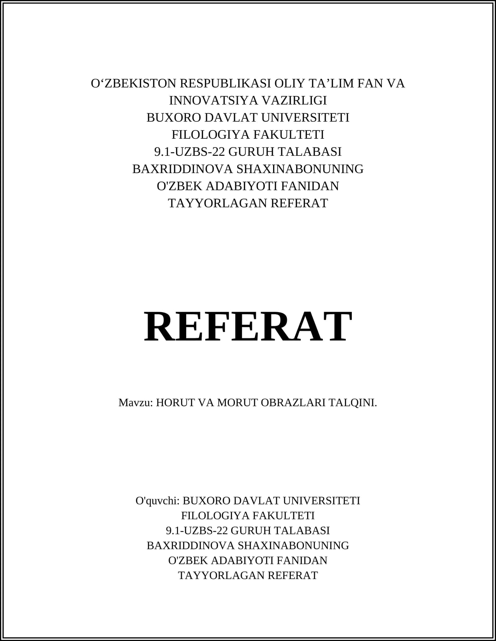 HORUT VA MORUT OBRAZLARI TALQINI 1