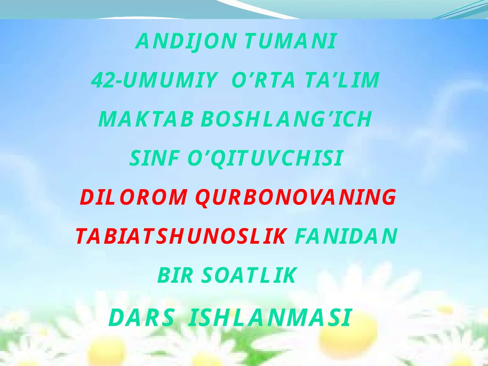 3-sinf Tabiiy Fan (Science) Tabiatni muhofaza qilish dars ishlanma 1