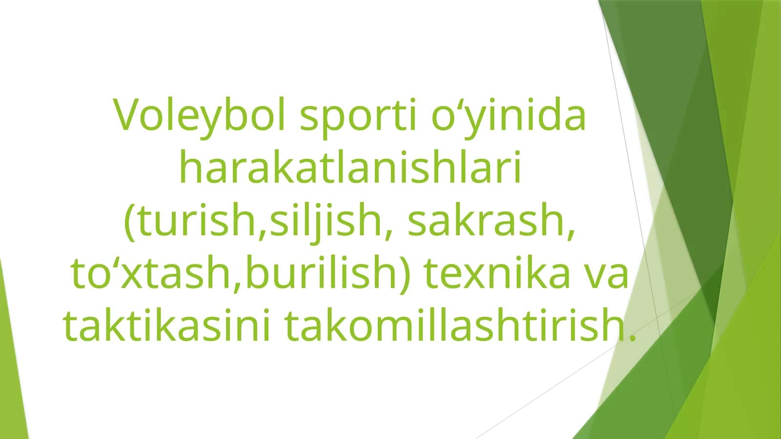 Voleybol Sporti Harakatlari Teknikasi 1