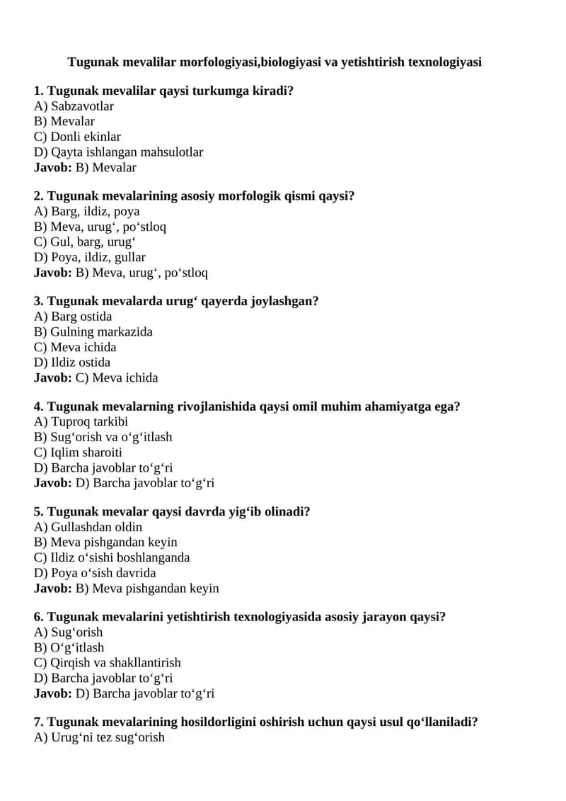 Tugunak mevalilar morfologiyasi,biologiyasi va yetishtirish texnologiyasi 1