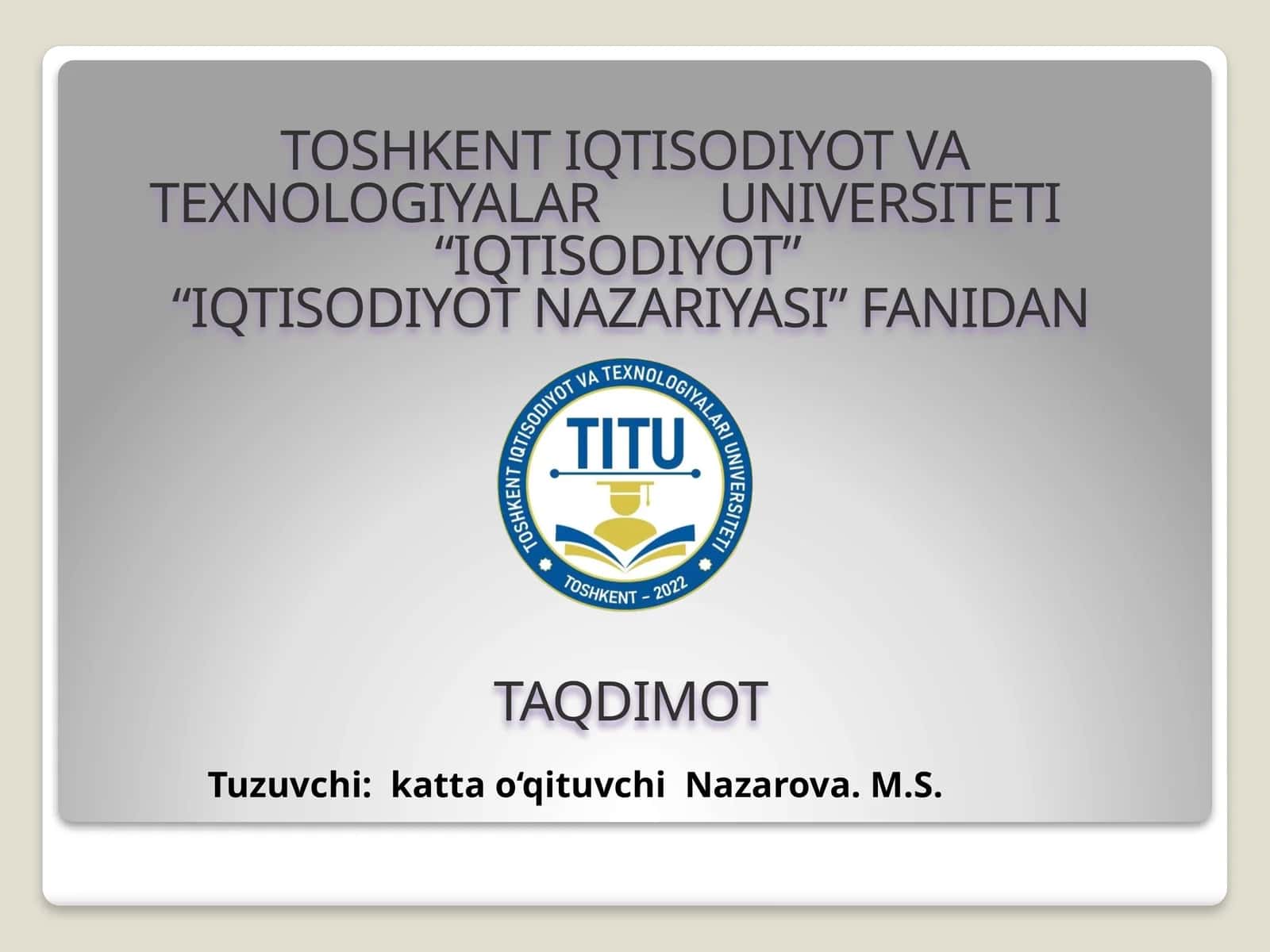 Iqtisodiyot nazariyasi 1