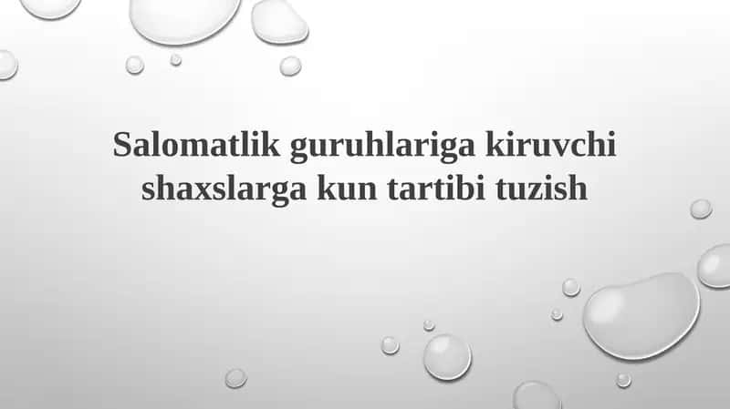 Sog'liq Guruhlari uchun Kundalik Tartib 1
