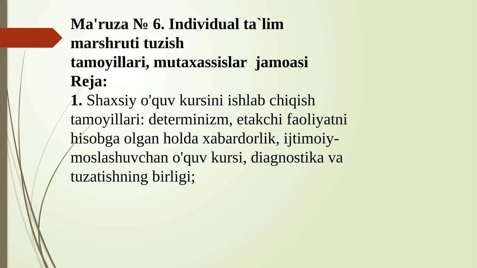 Individual ta`lim marshruti tuzish tamoyillari, mutaxassislar jamoasi 1