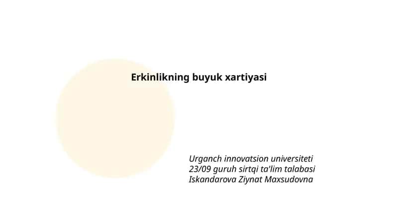 Erkinlikning buyuk xartiyasi 1
