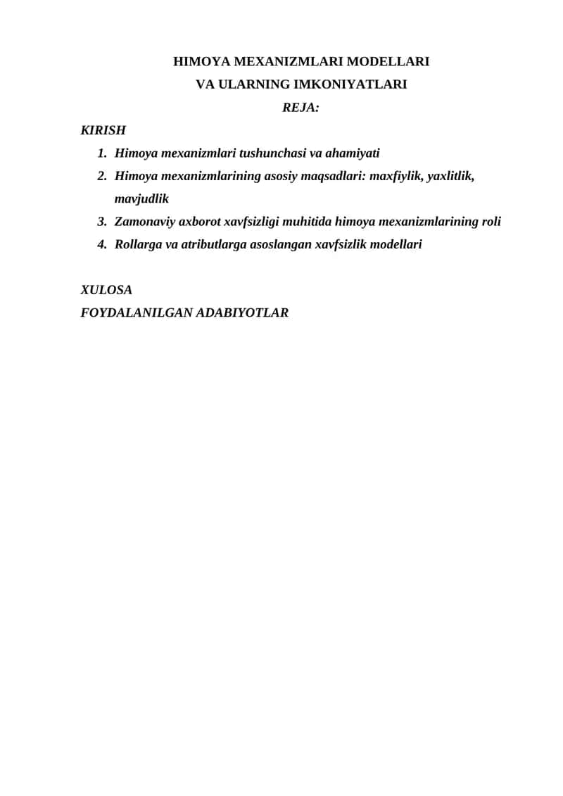 HIMOYA MEXANIZMLARI MODELLARI VA ULARNING IMKONIYATLARI 1