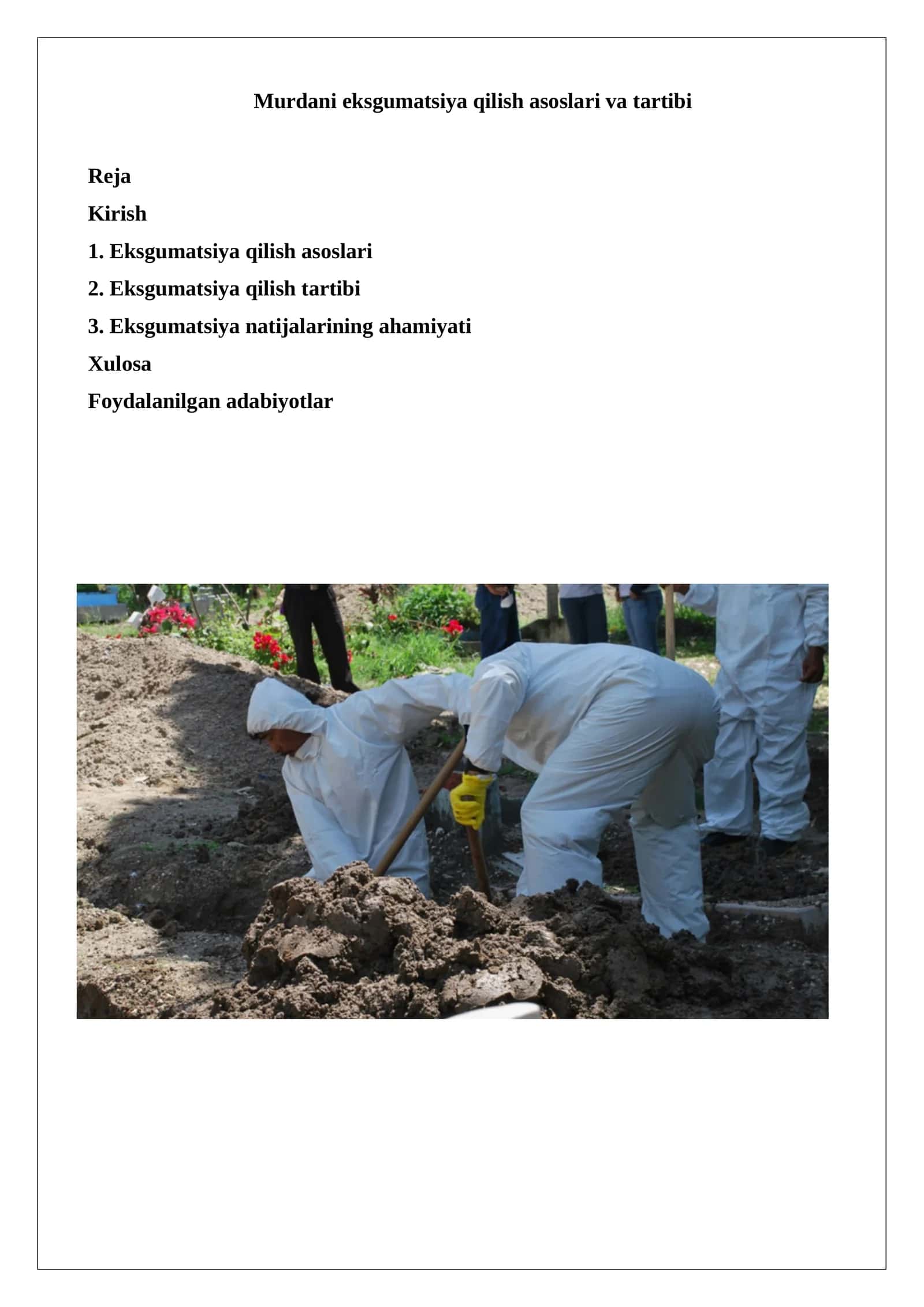 Murdani eksgumatsiya qilish asoslari va tartibi 1