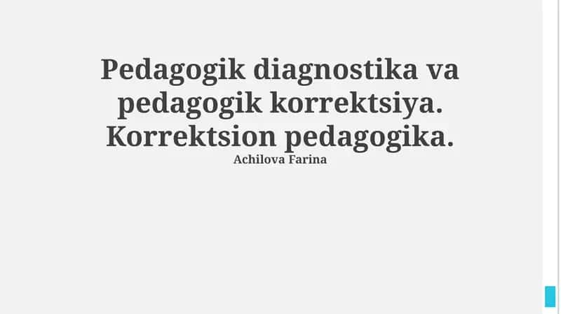 Pedagogik diagnostika va pedagogik korrektsiya 1