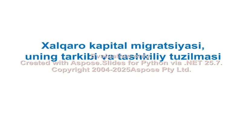 Xalqaro kapital migratsiyasi, uning tarkibi va tashkiliy tuzilmasi 1