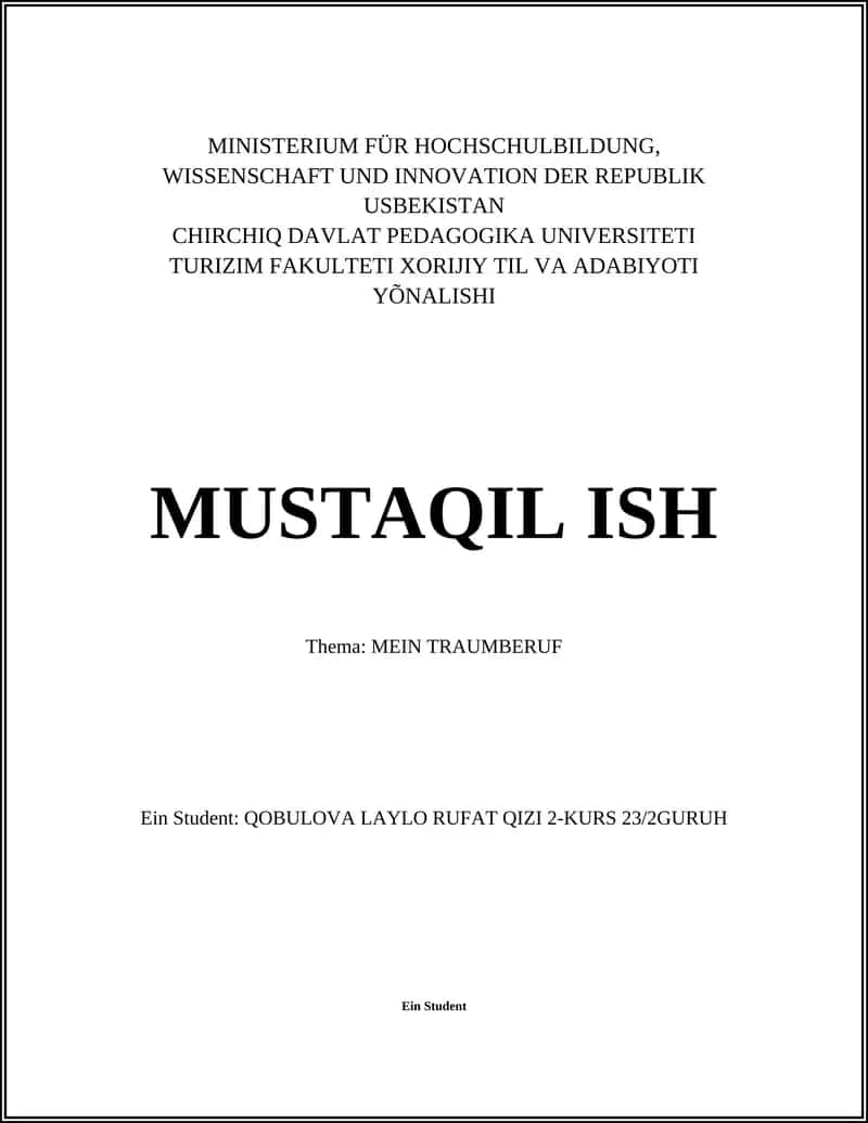 "MEIN TRAUMBERUF" 1