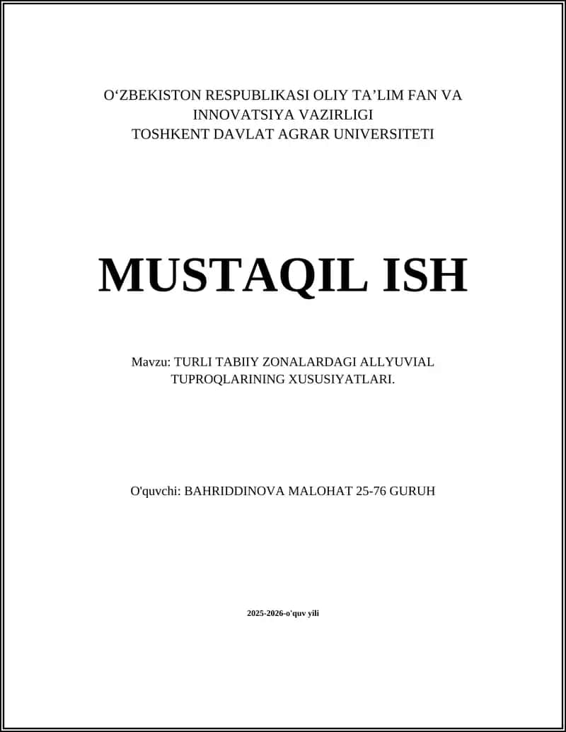 TURLI TABIIY ZONALARDAGI ALLYUVIAL TUPROQLARINING XUSUSIYATLARI 1